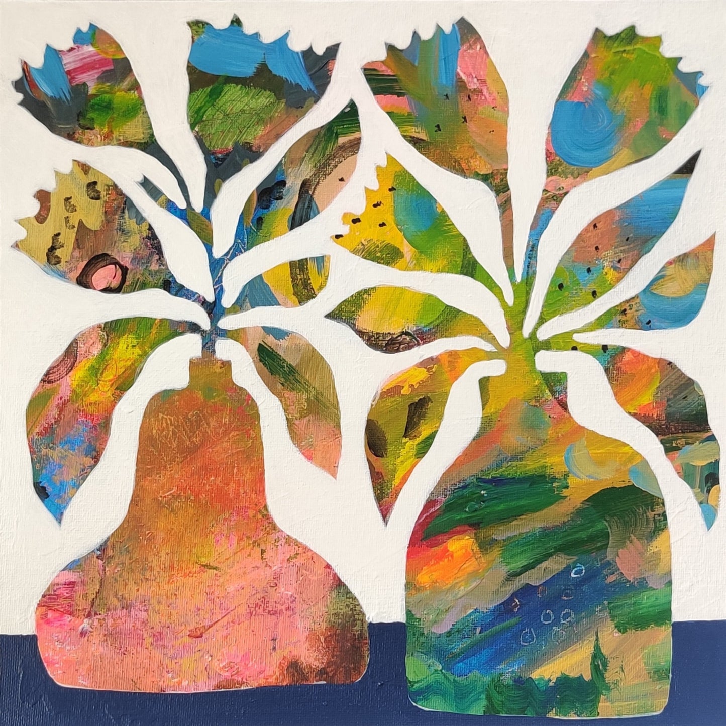 Vibrant Floral Vases - 7 | 12" x 12" | Acrylic on Canvas board