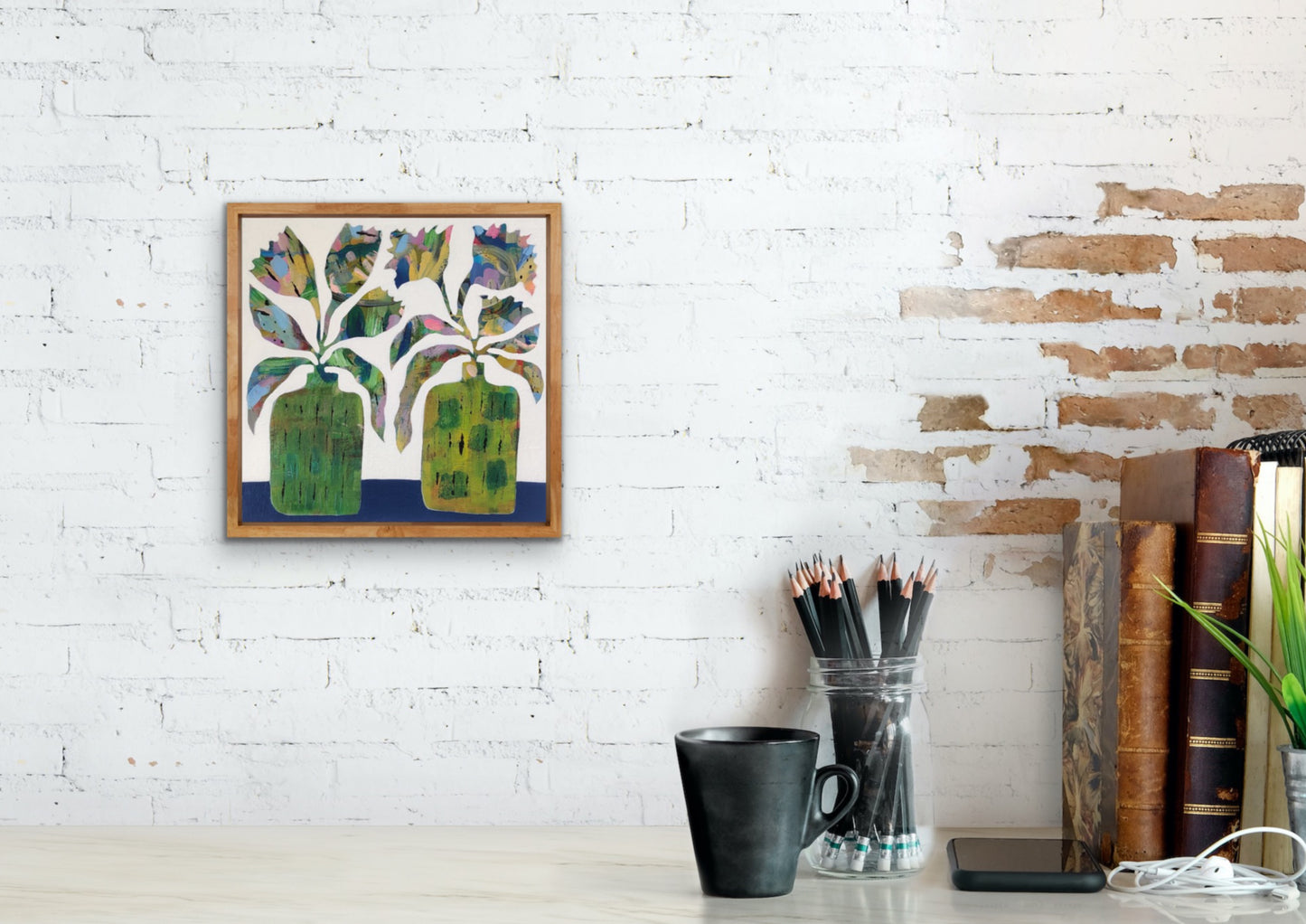 Vibrant Floral Vases - 6 | 12" x 12" | Acrylic on Canvas board