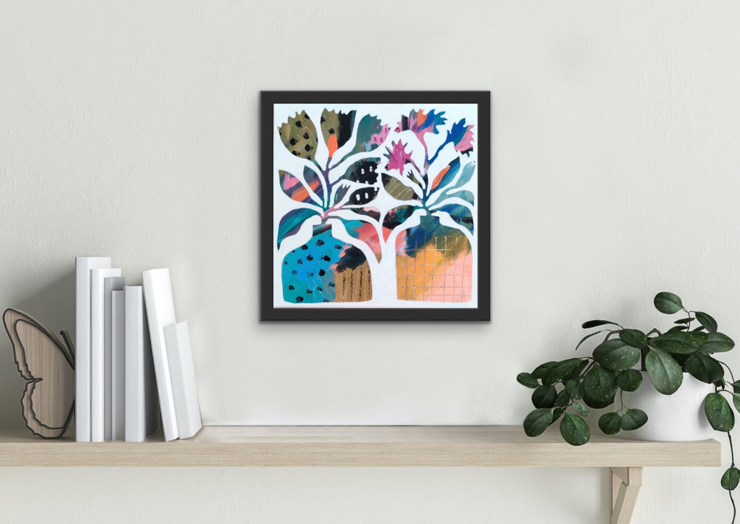 Vibrant Floral Vases - 3 | 12" x 12" | Acrylic on Canvas