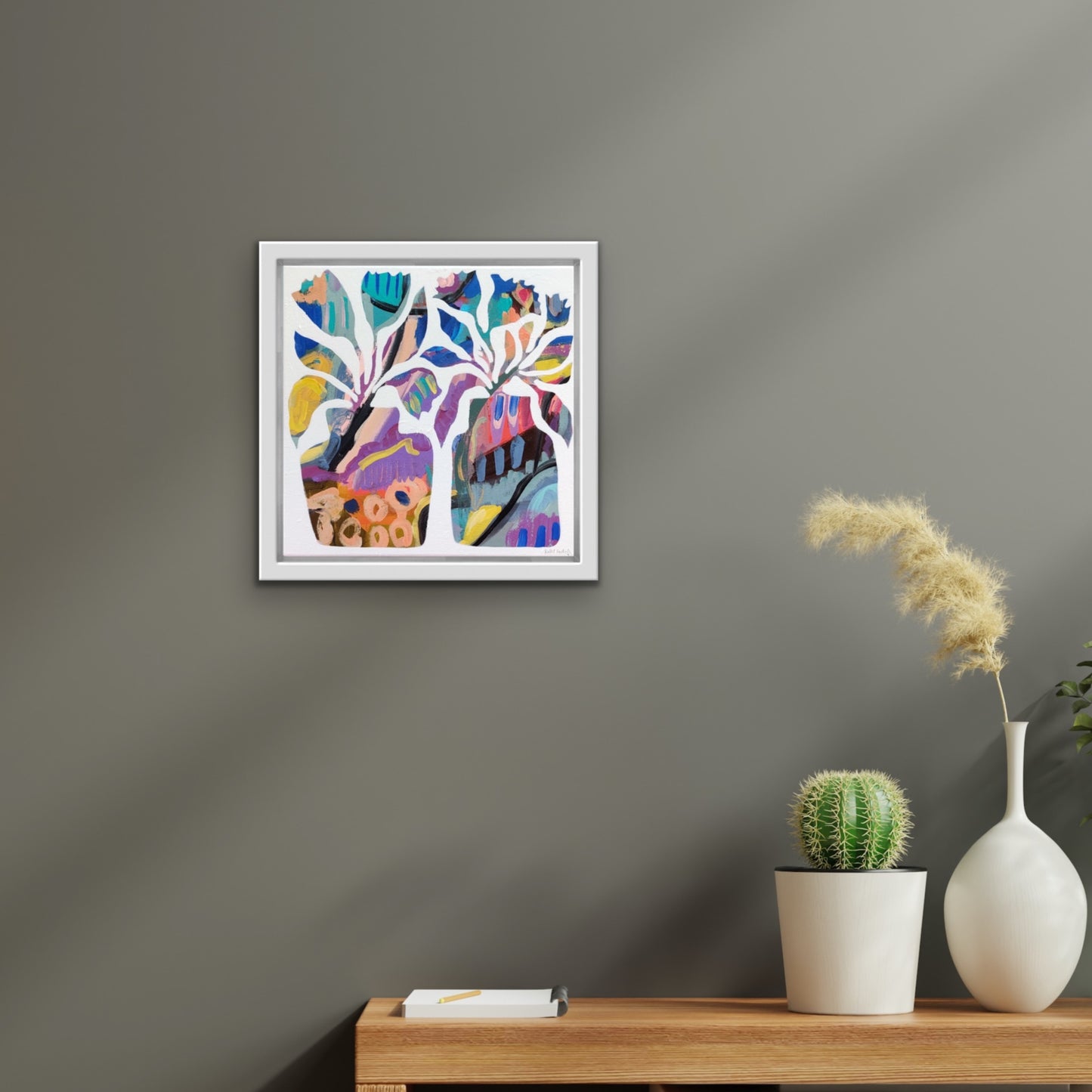 Vibrant Floral Vases - 2 | 12" x 12" | Acrylic on Canvas