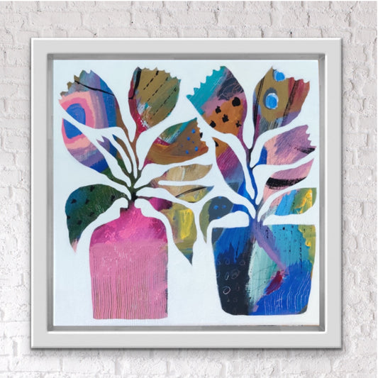 Vibrant Floral Vases - 4 | 12" x 12" | Acrylic on Canvas