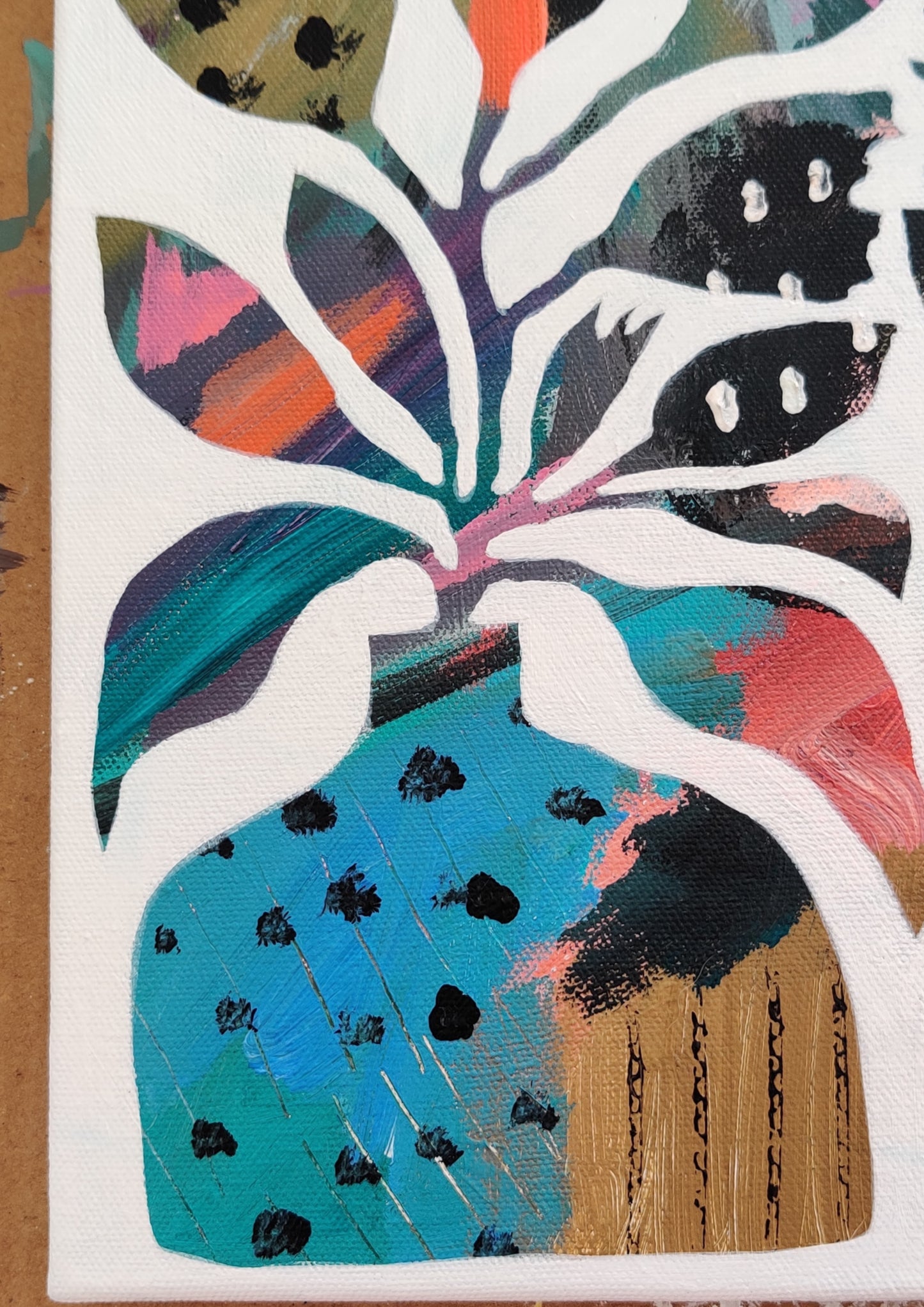 Vibrant Floral Vases - 3 | 12" x 12" | Acrylic on Canvas