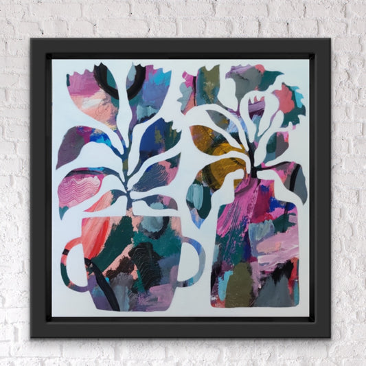 Vibrant Floral Vases - 5 | 12" x 12" | Acrylic on Canvas
