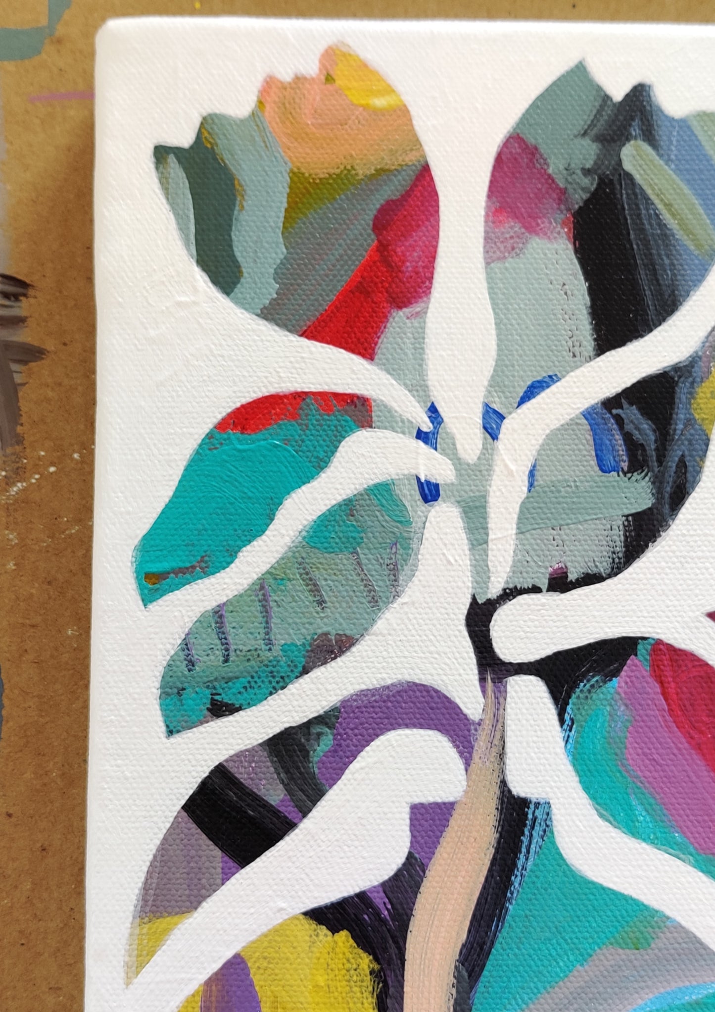 Vibrant Floral Vases - 1 | 12" x 12" | Acrylic on Canvas