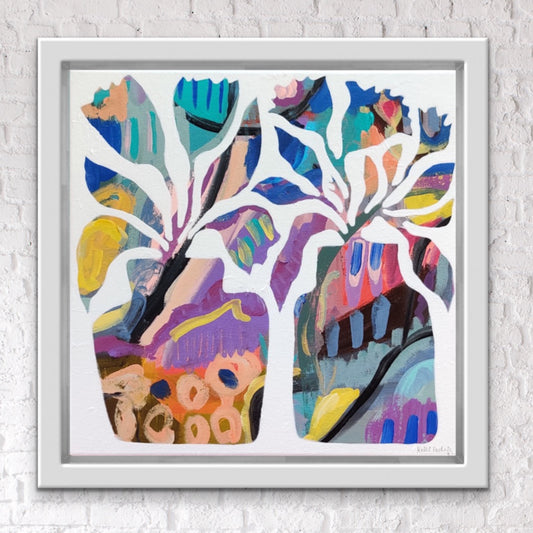 Vibrant Floral Vases - 2 | 12" x 12" | Acrylic on Canvas