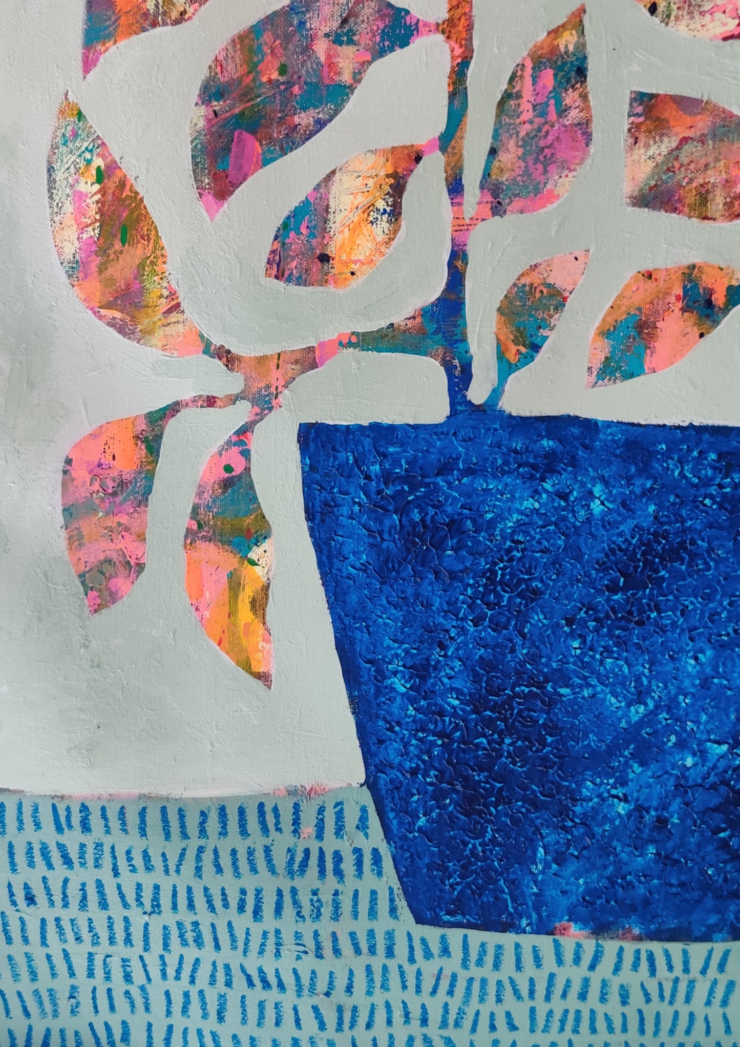 Blue Vase and Flowers | 23.25" x 31.5" | Acrylic painting on canvas
