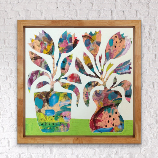 Vibrant Floral Vases - 8 | 12" x 12" | Acrylic on Canvas board