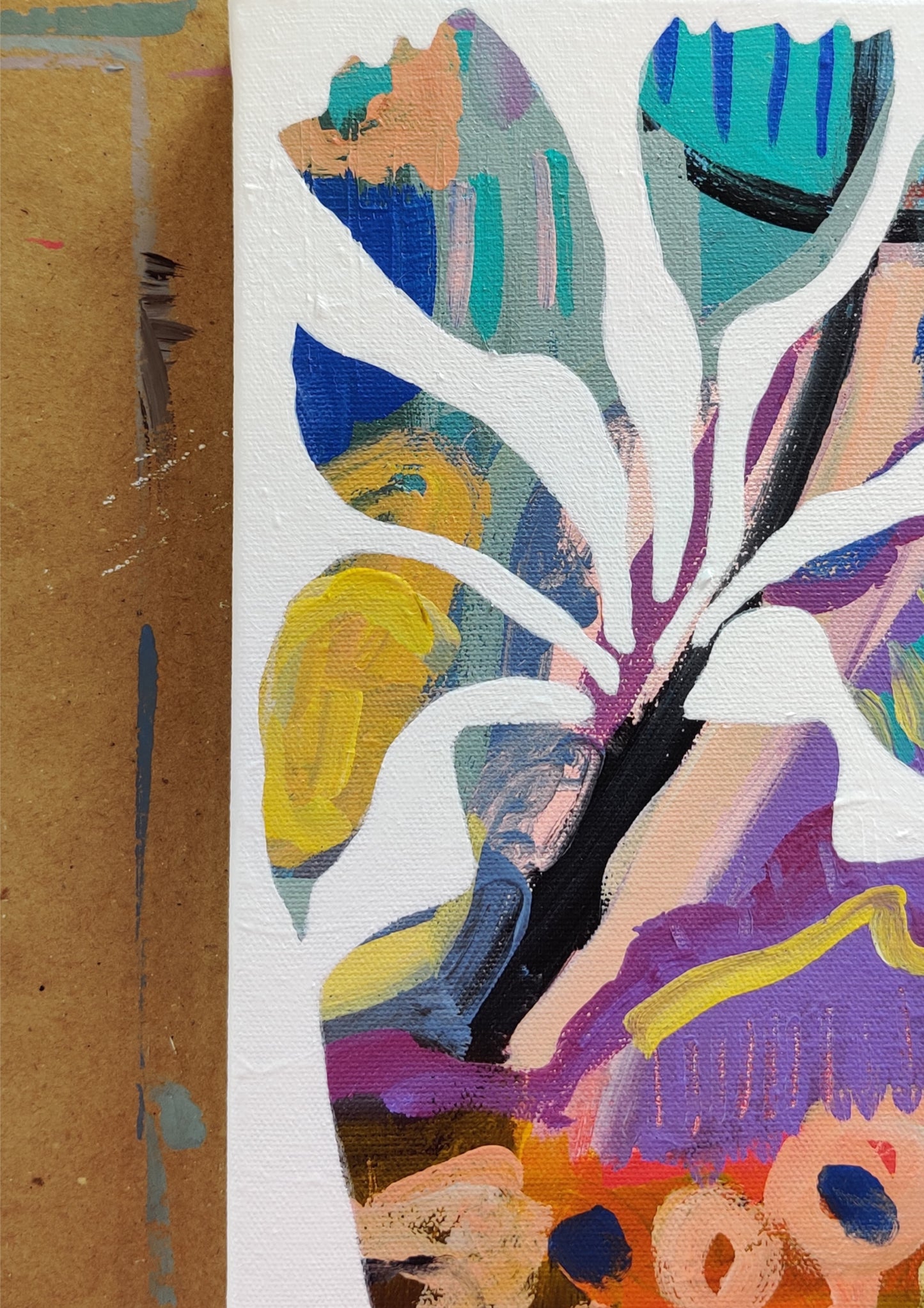 Vibrant Floral Vases - 2 | 12" x 12" | Acrylic on Canvas