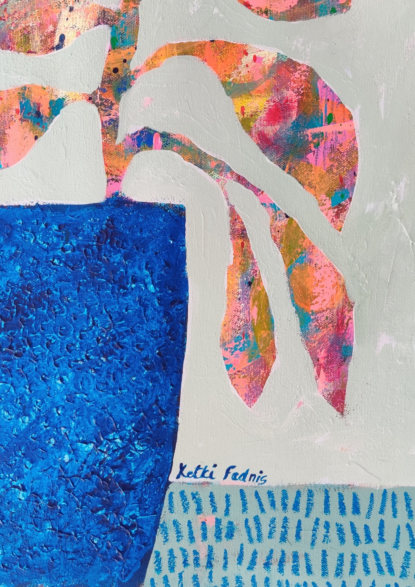 Blue Vase and Flowers | 23.25" x 31.5" | Acrylic painting on canvas