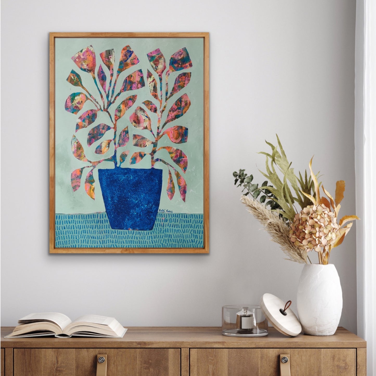 Blue Vase and Flowers | 23.25" x 31.5" | Acrylic painting on canvas
