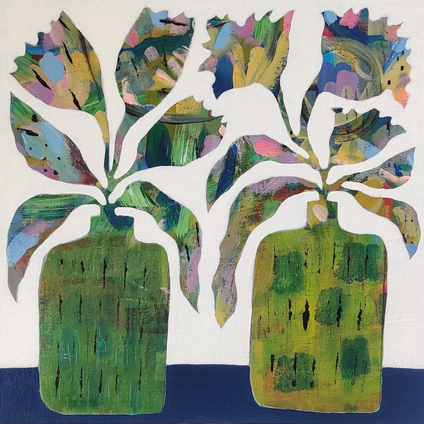 Vibrant Floral Vases - 6 | 12" x 12" | Acrylic on Canvas board
