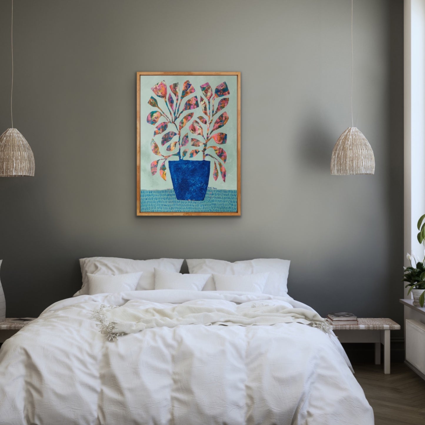 Blue Vase and Flowers | 23.25" x 31.5" | Acrylic painting on canvas