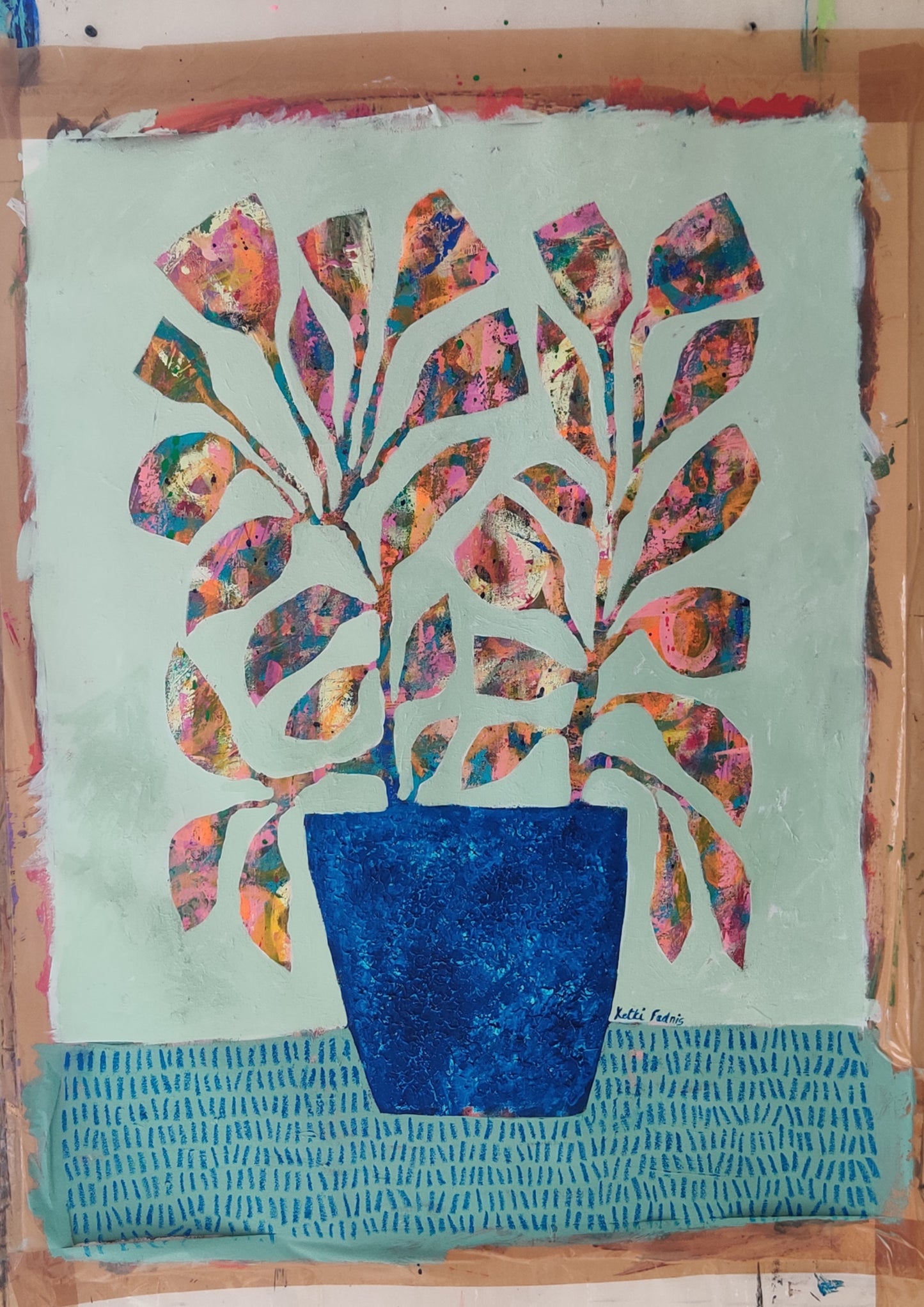 Blue Vase and Flowers | 23.25" x 31.5" | Acrylic painting on canvas