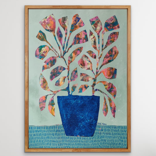 Blue Vase and Flowers | 23.25" x 31.5" | Acrylic painting on canvas