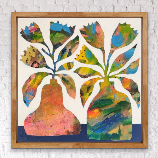 Vibrant Floral Vases - 7 | 12" x 12" | Acrylic on Canvas board