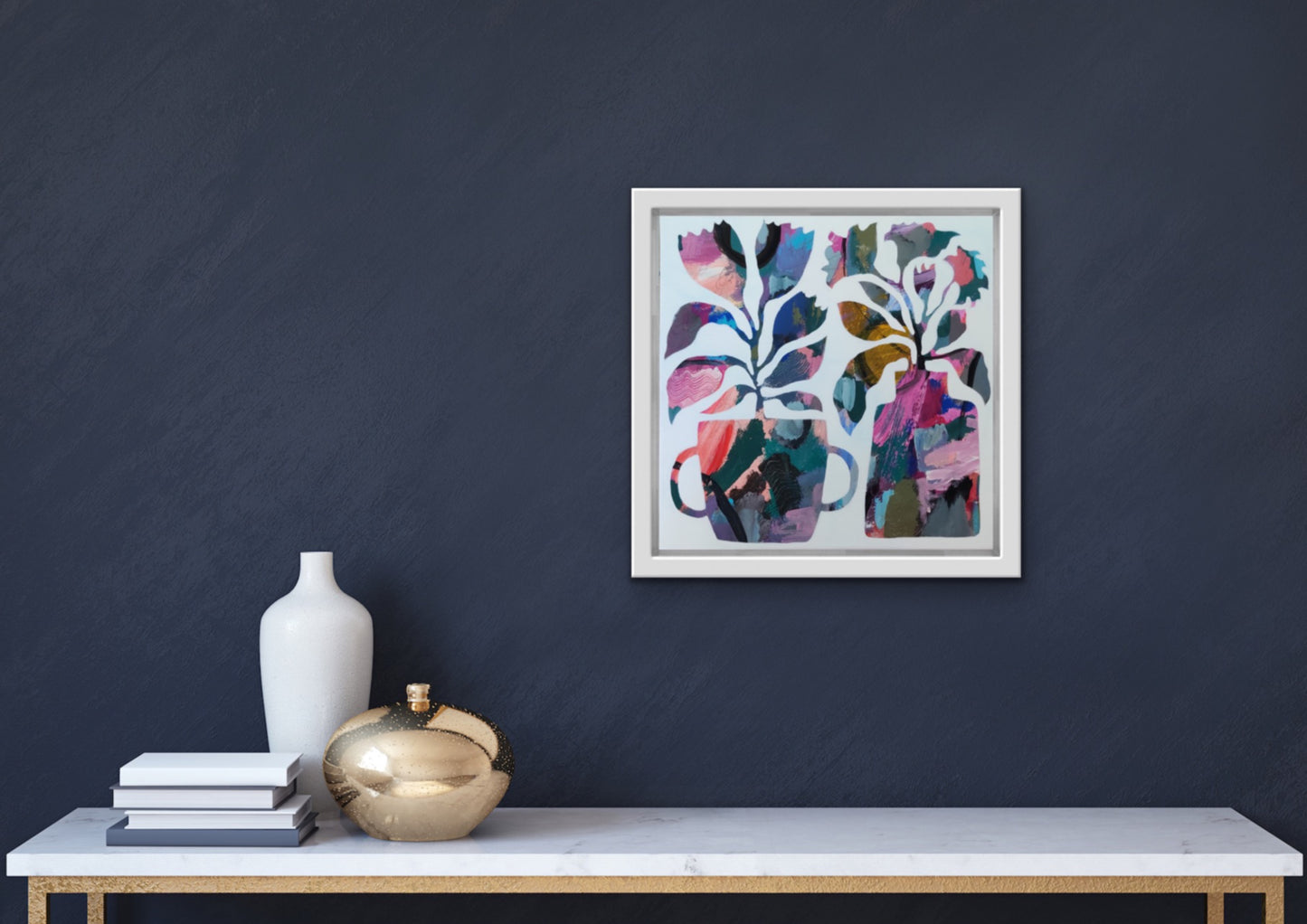 Vibrant Floral Vases - 5 | 12" x 12" | Acrylic on Canvas