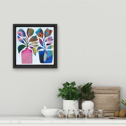 Vibrant Floral Vases - 4 | 12" x 12" | Acrylic on Canvas