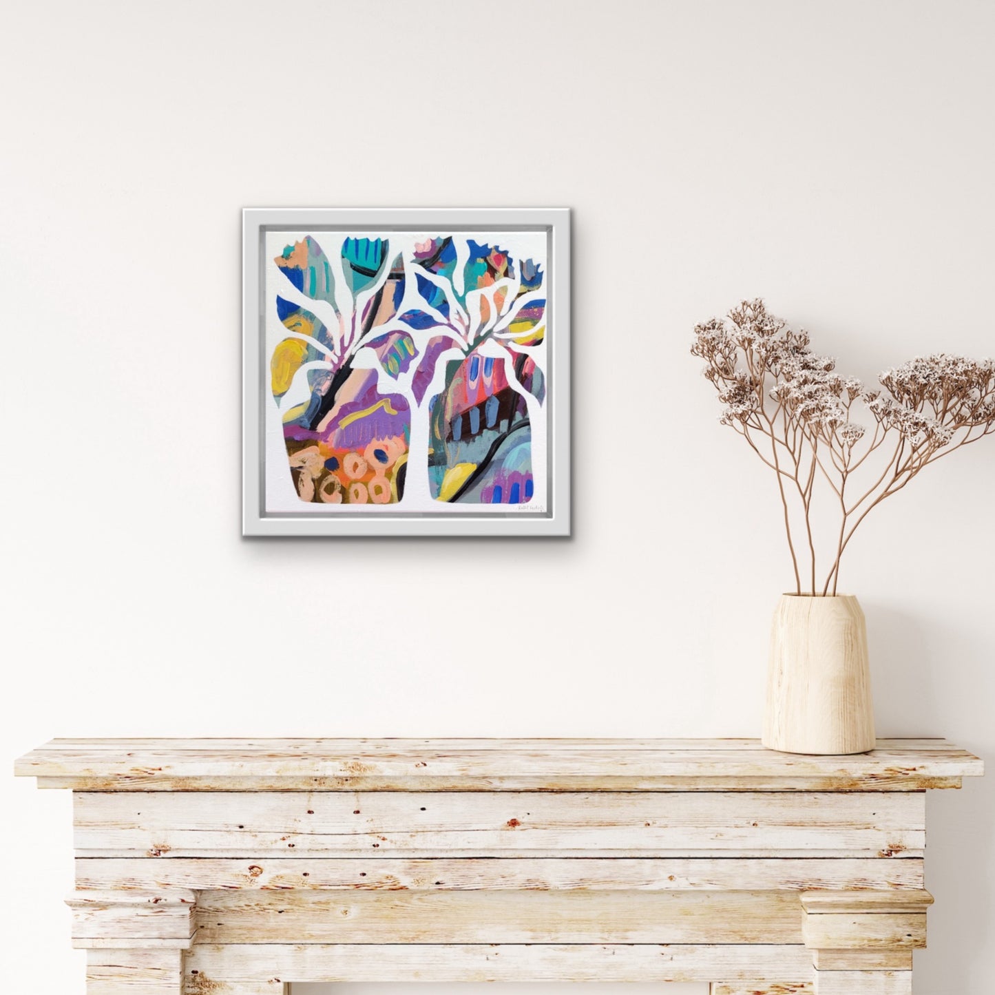 Vibrant Floral Vases - 2 | 12" x 12" | Acrylic on Canvas