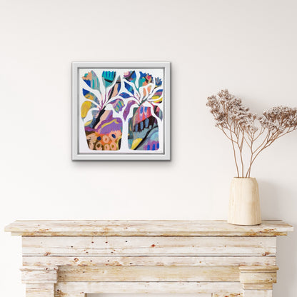 Vibrant Floral Vases - 2 | 12" x 12" | Acrylic on Canvas