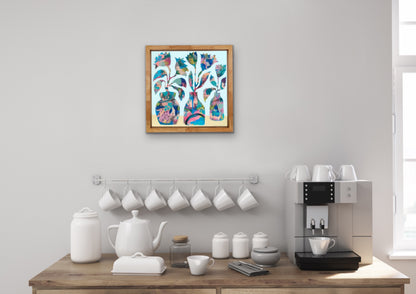 Vibrant Floral Vases - 9 | 12" x 12" | Acrylic on Canvas board