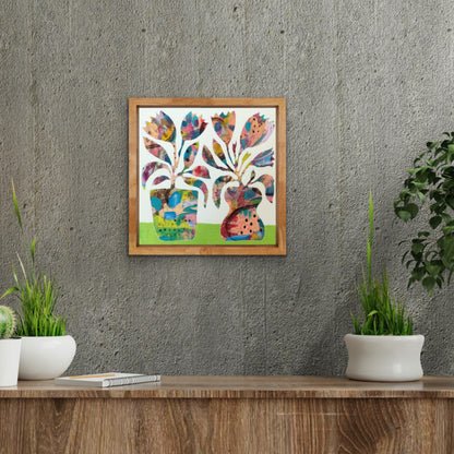 Vibrant Floral Vases - 8 | 12" x 12" | Acrylic on Canvas board