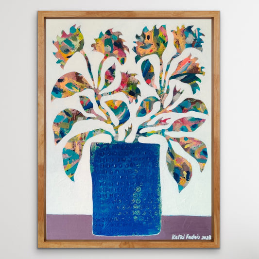 Flowers in blue vase